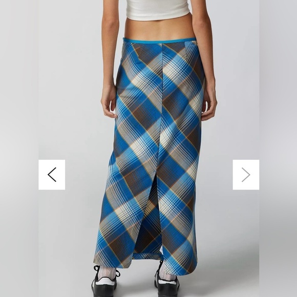 Urban Outfitters Janelle Plaid Midi Skirt Grunge Preppy Academia Slit Size S - Picture 3 of 9